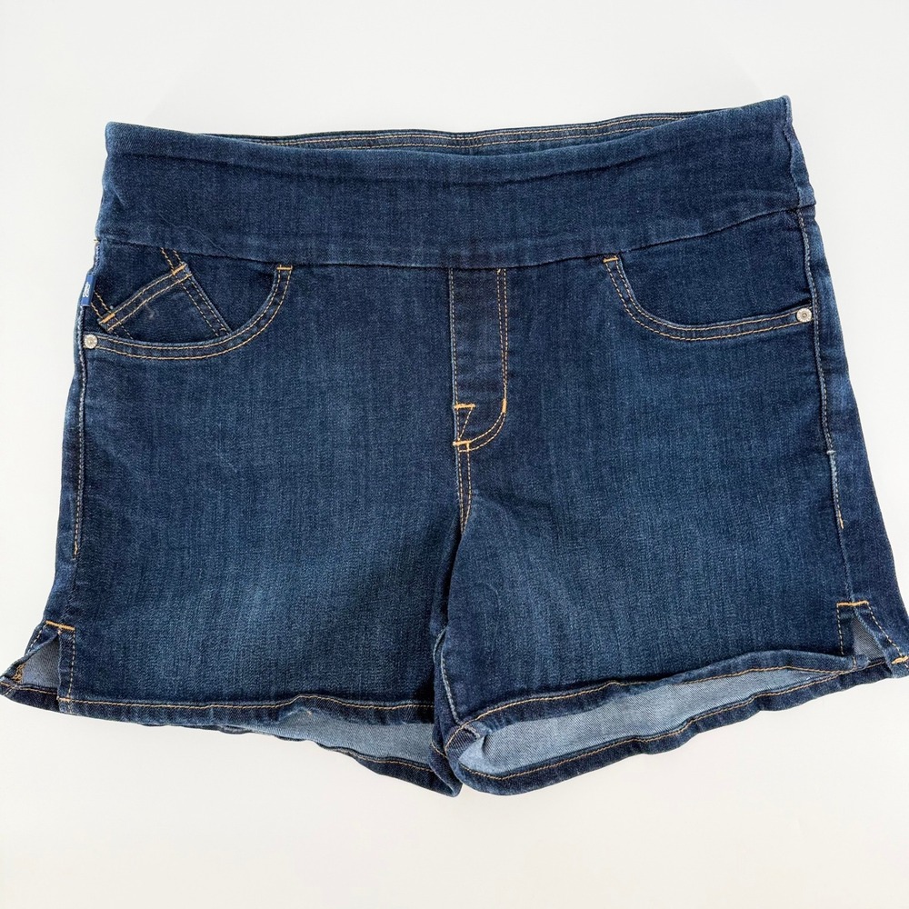 ROCK & REPUBLIC Denim Rx Fever Pull On Stretch Jean Shorts Size 16 Dark Wash